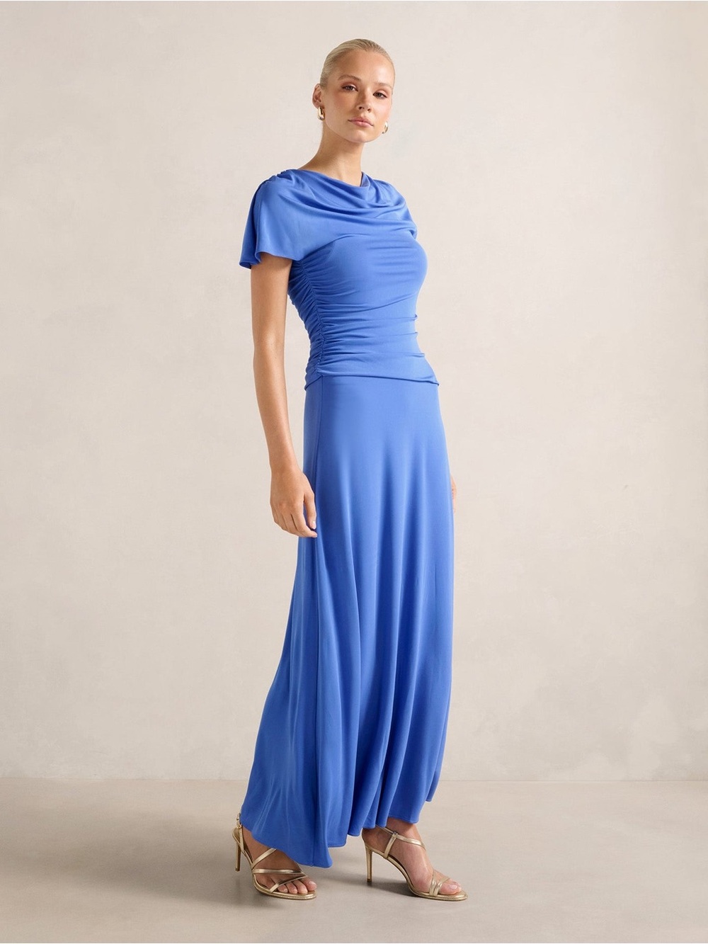 Forever New Gemini High Neck Jersey Maxi Dress 8 Cornflower Breeze NWT - Picture 3 of 10